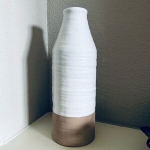 Threshold White Wavy Ceramic Tall Vase Decor